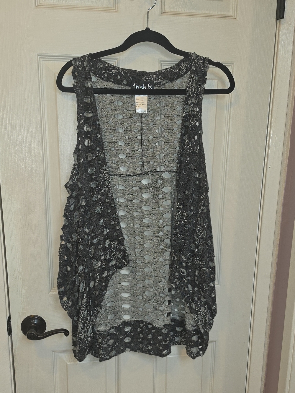 fresh fx Black Sheer Open-Knit Sleeveless Layering Vest
